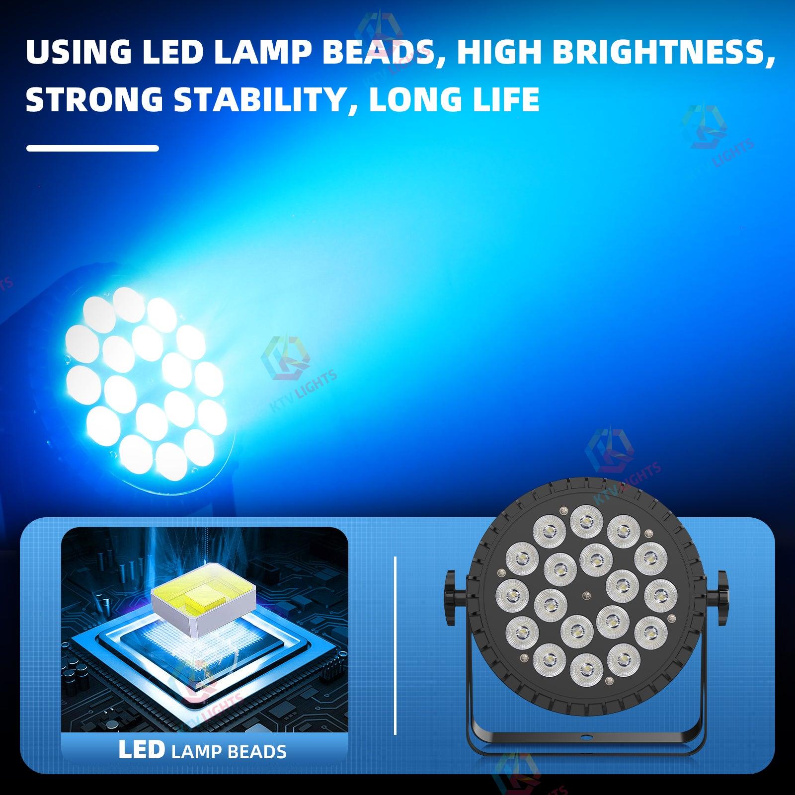 6-in-1 RGBW + UV 18-LED par light-P22