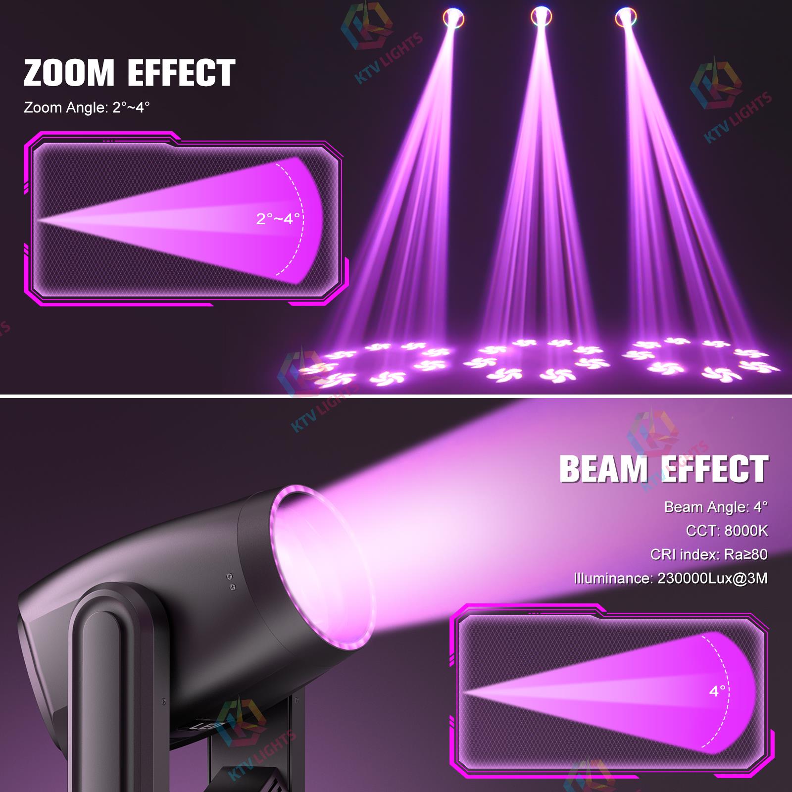 200W LED Moving Head Beam 18 Gobos 15 Cores 8+48 Prisma Luz de Palco-E25