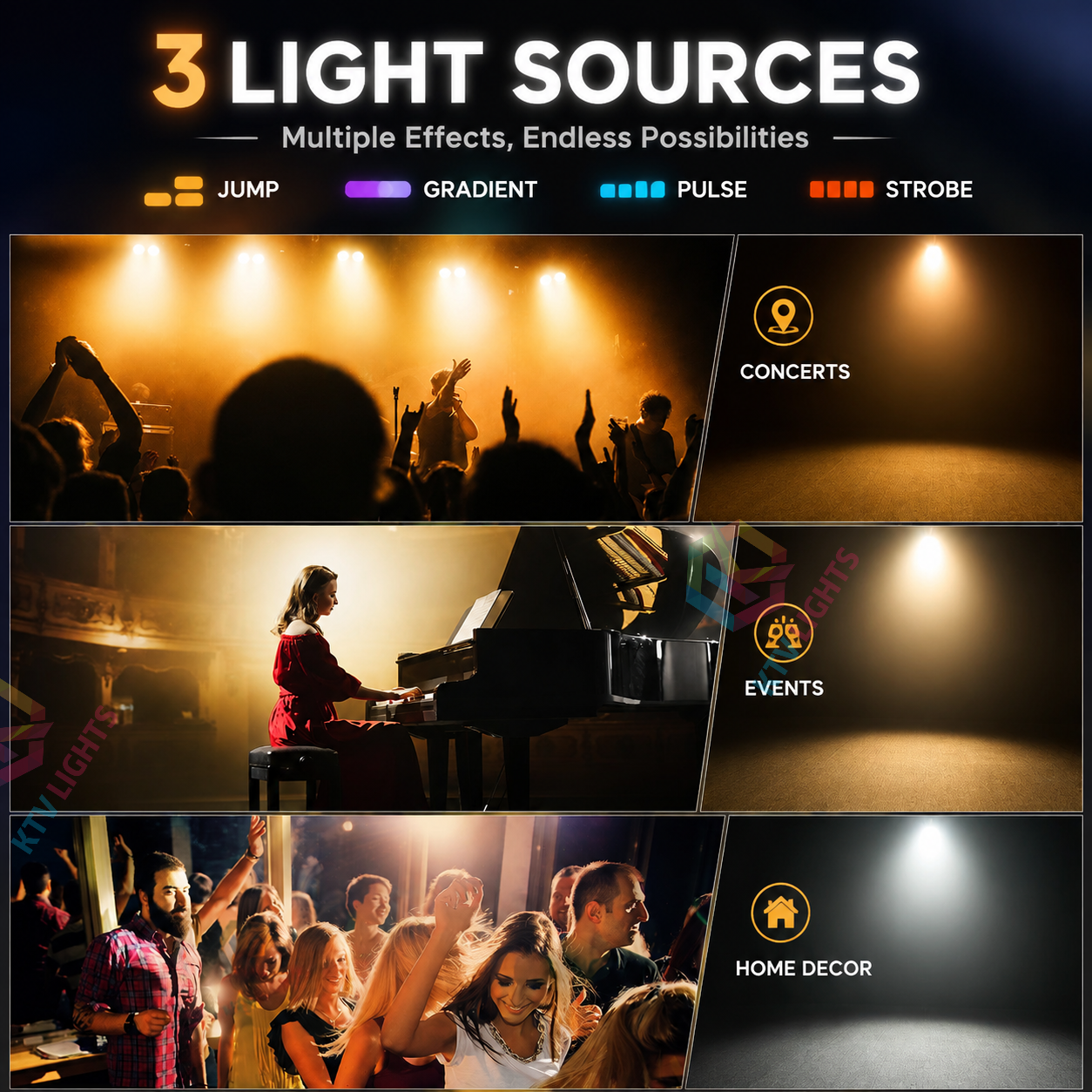 KTVLIGHTS 2x50W 2-in-1 Strobe Stage Light-P31