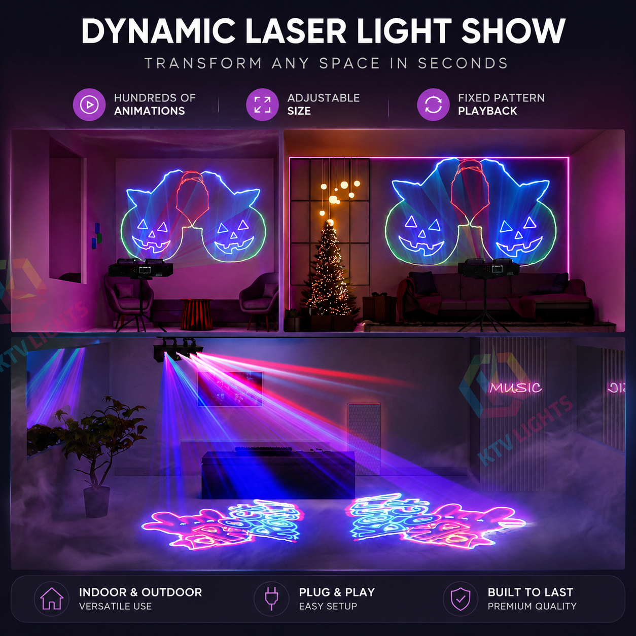Four-head APP-controlled animated laser stage light - A16