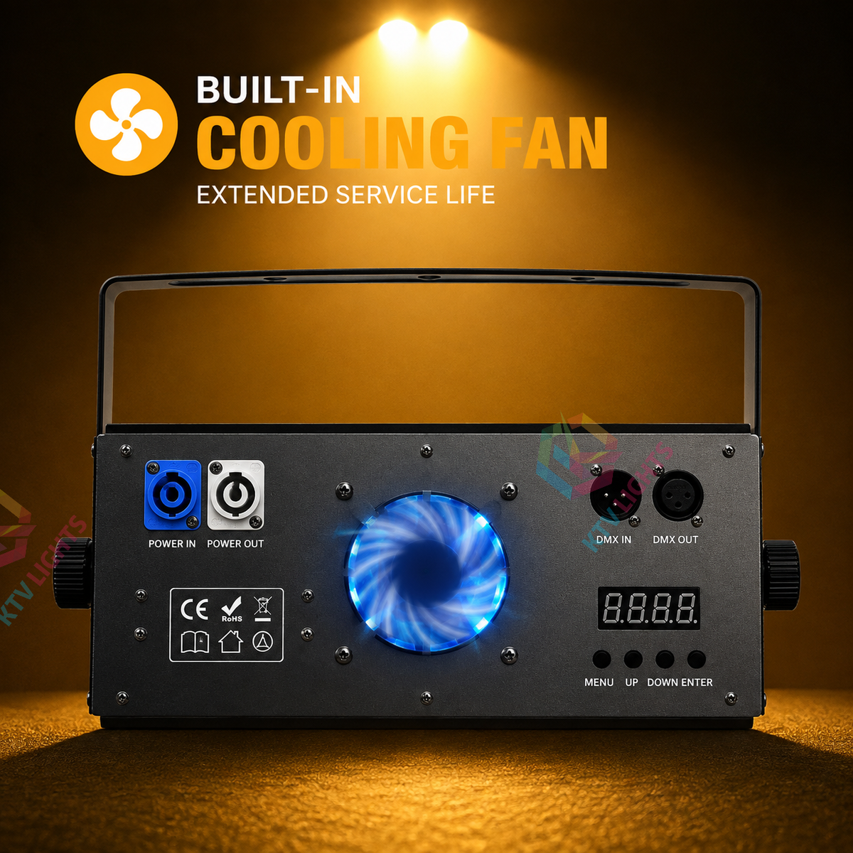KTVLIGHTS 200W COB DMX Voice-Activated LED PAR Light-P67
