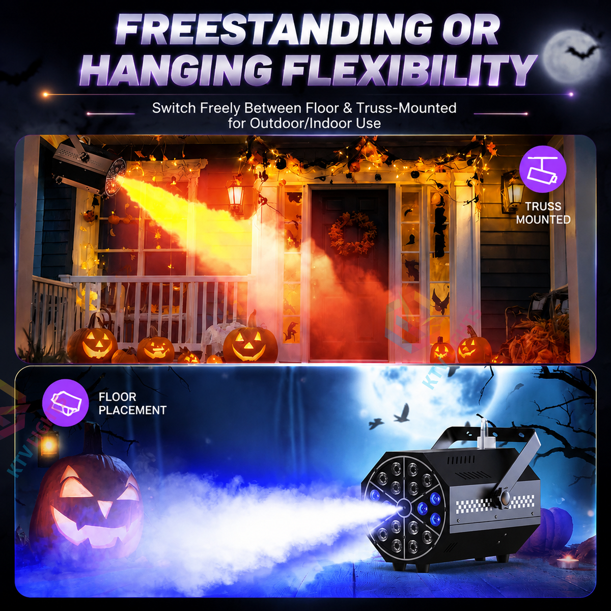 KTVLIGHTS 500W 18 LED RGB Halloween Fog Machine-Y2