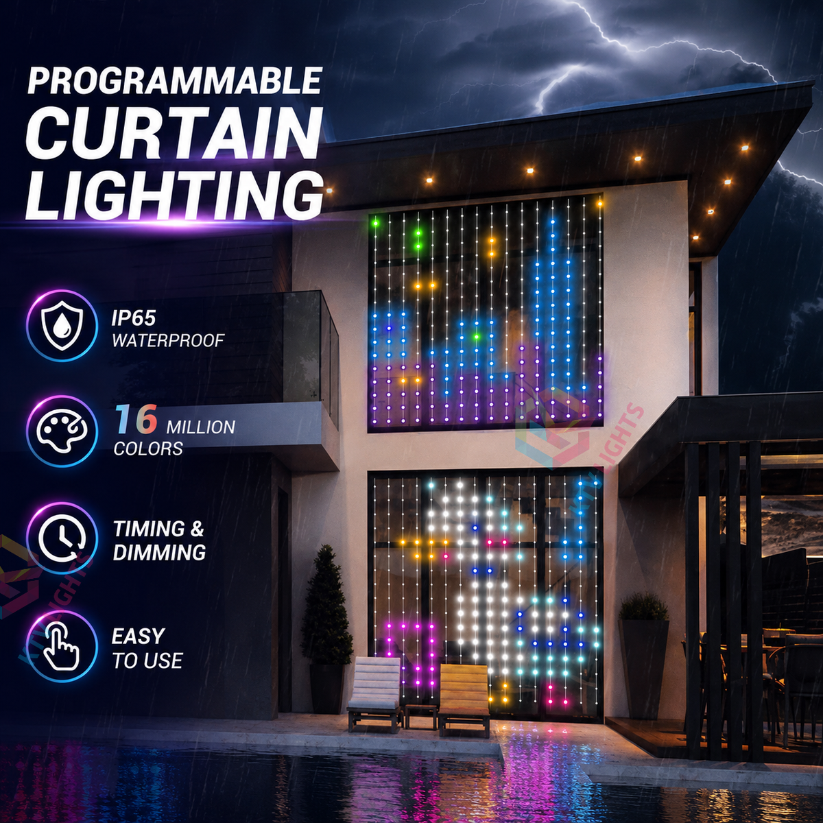 KTVLIGHTS IP65 Smart APP LED Decorative Curtain Light-DIY Text/Animation-M58