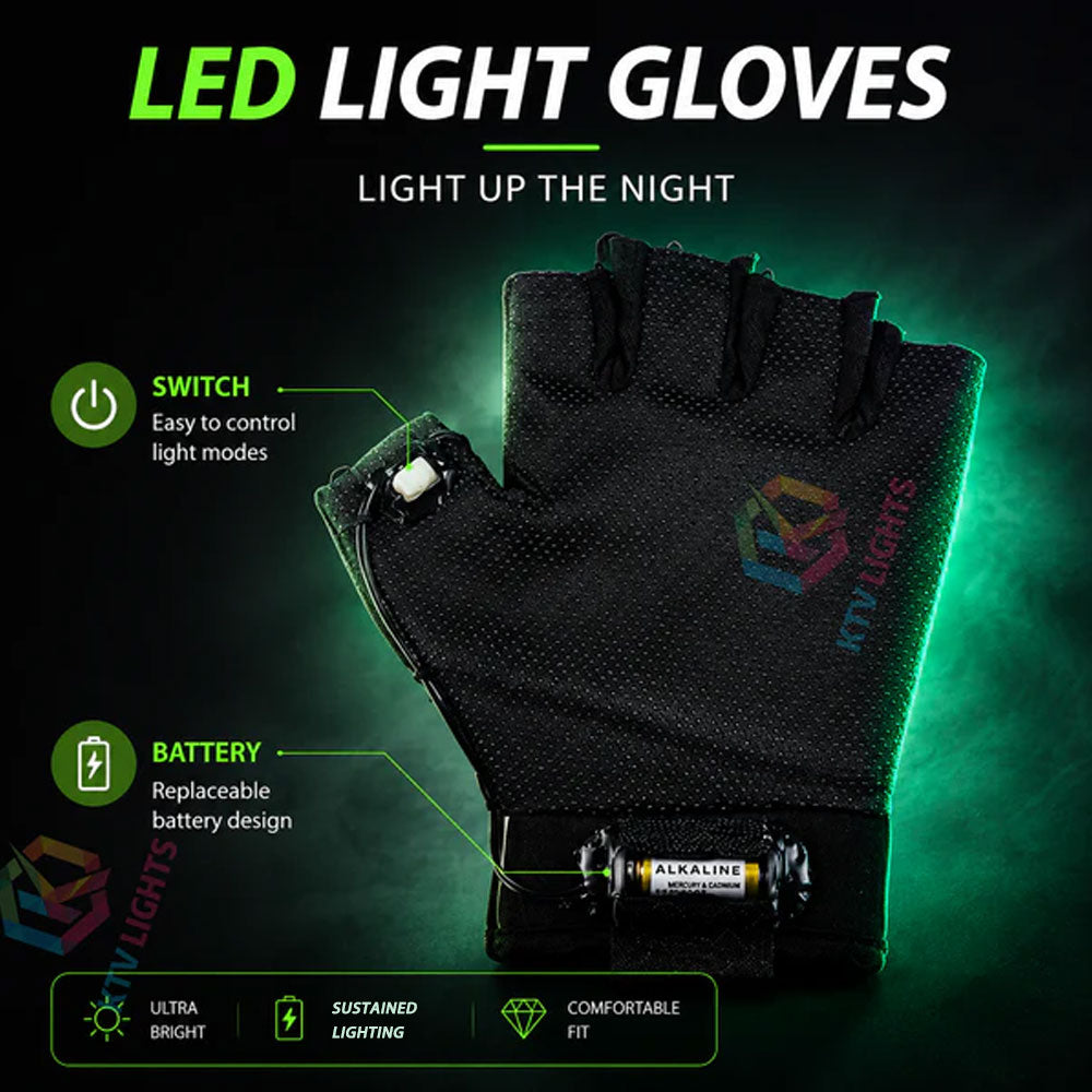 KTVLIGHTS LED Gloves & Glow Glasses for Rave Party Events-M44
