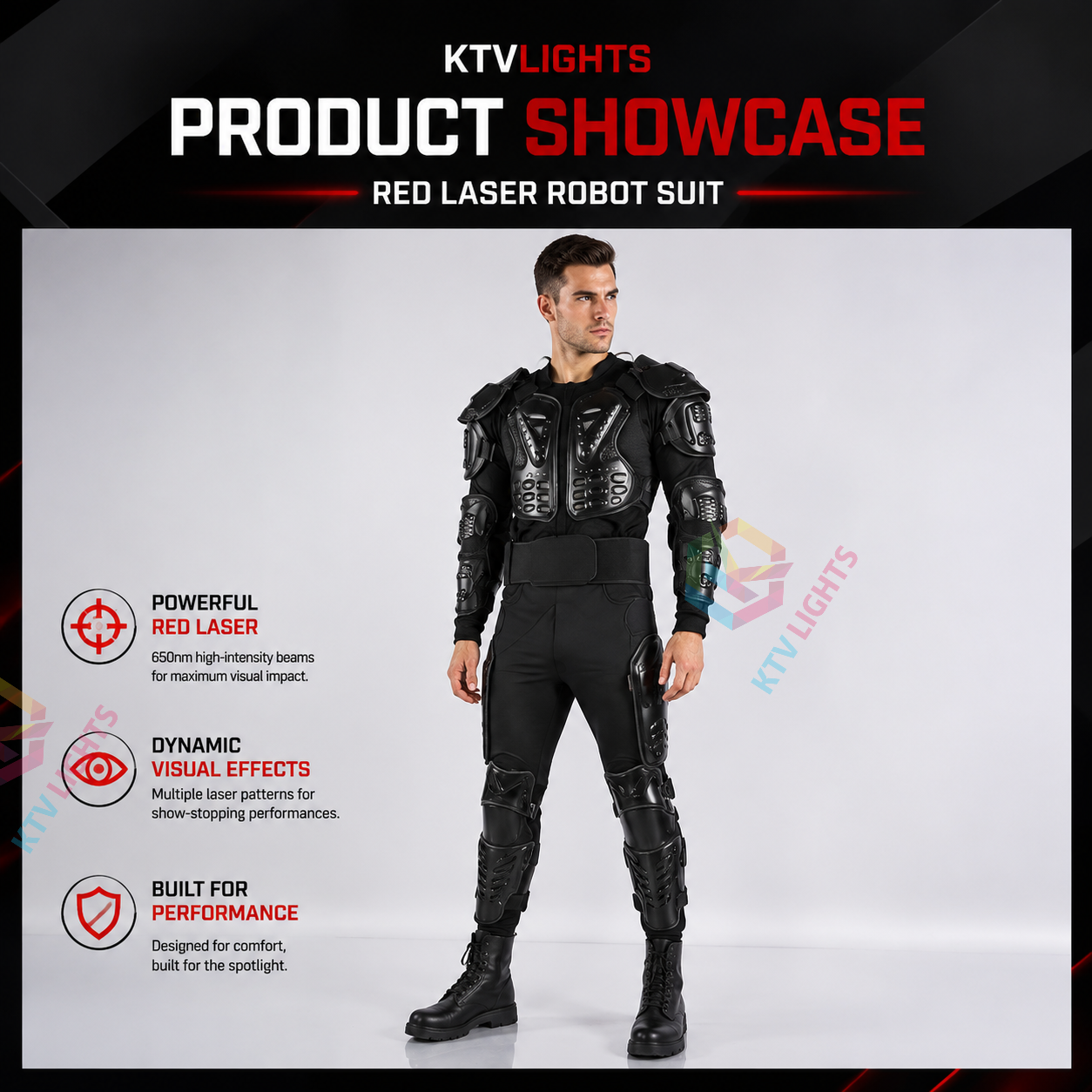KTVLIGHTS Red Laser Robot Costume for Stage & Party Shows-M55