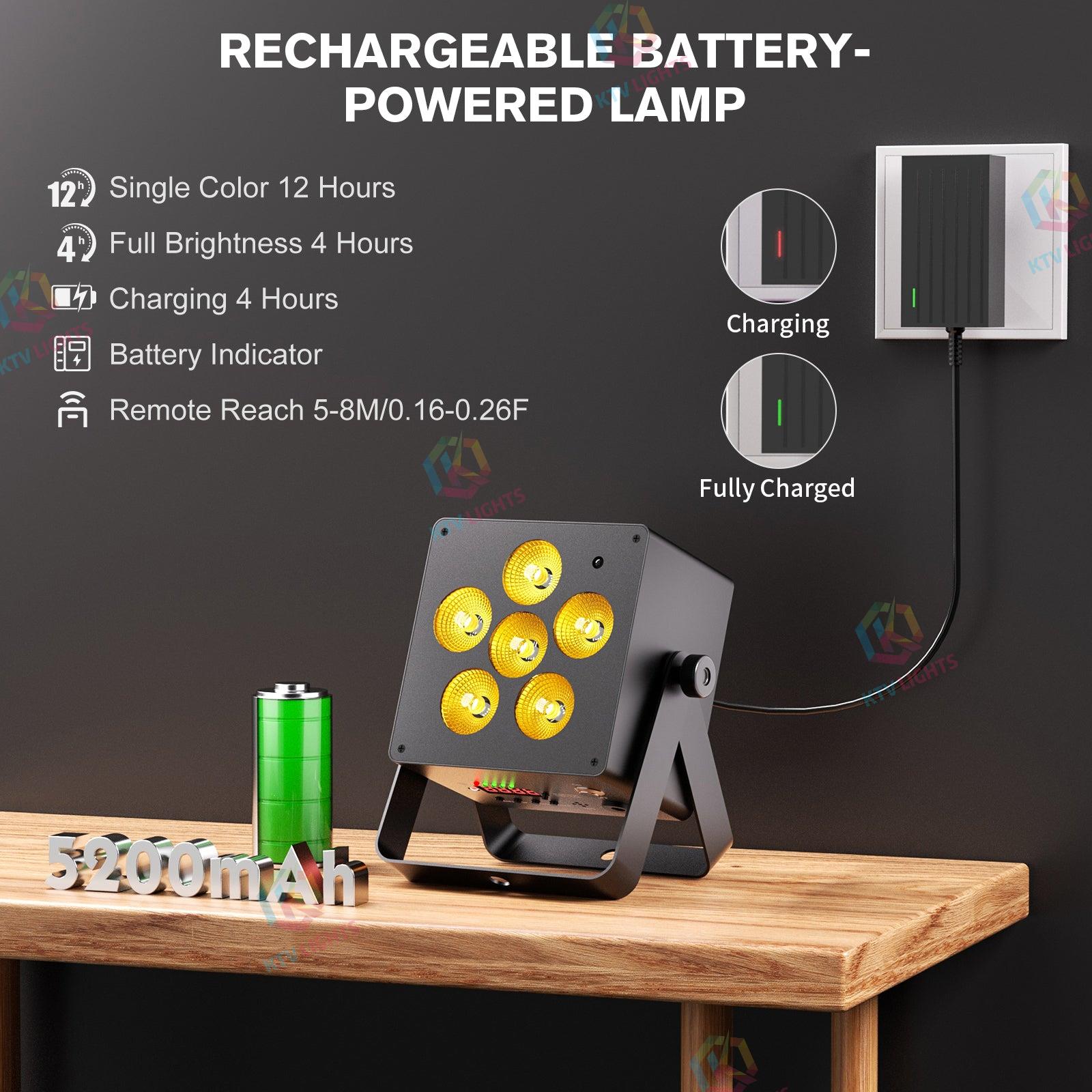 50W RGBW 6-in-1 Rechargeable Battery LED Par Light -P49