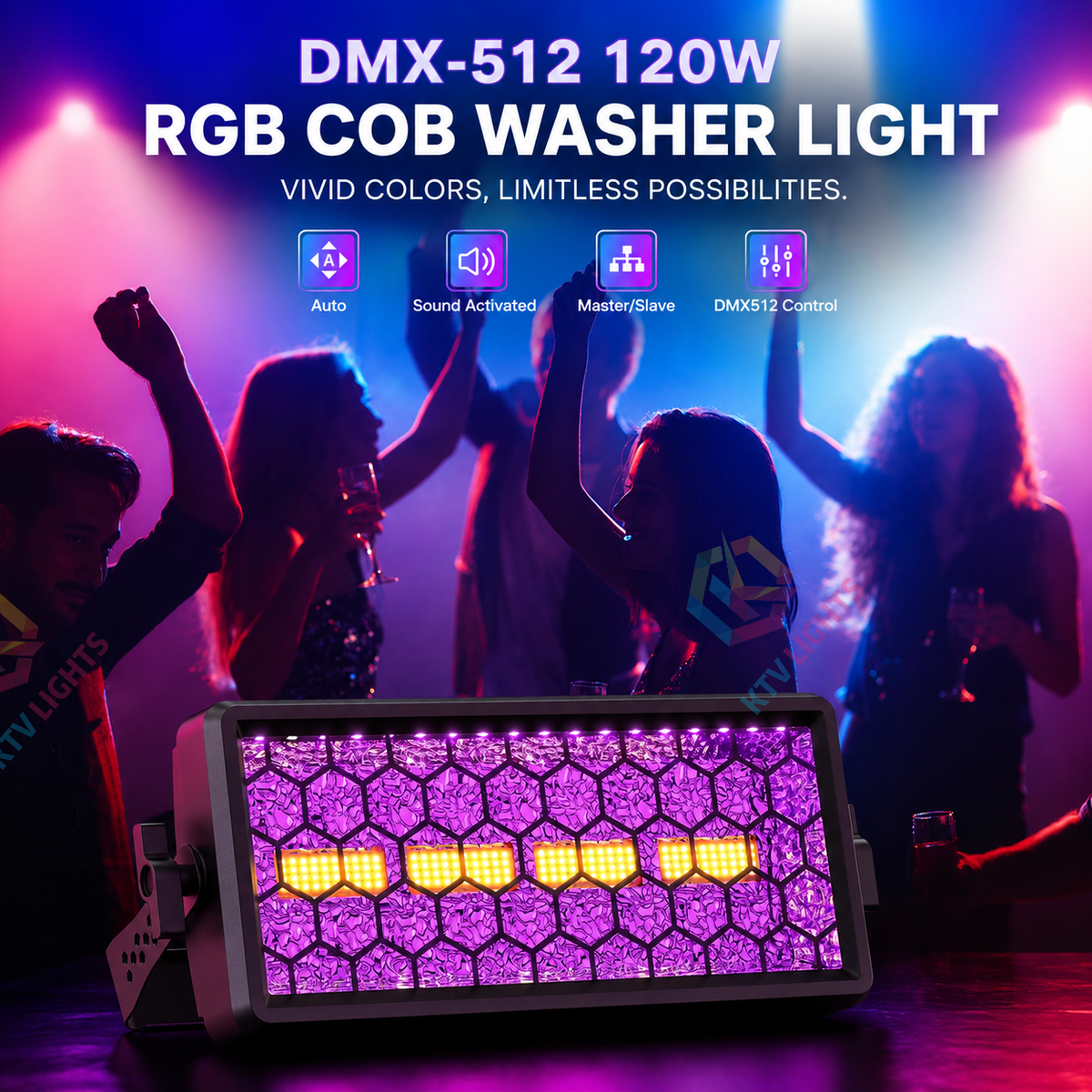 KTVLIGHTS 120W RGB DMX Strobe Wash DJ Stage Light-X23
