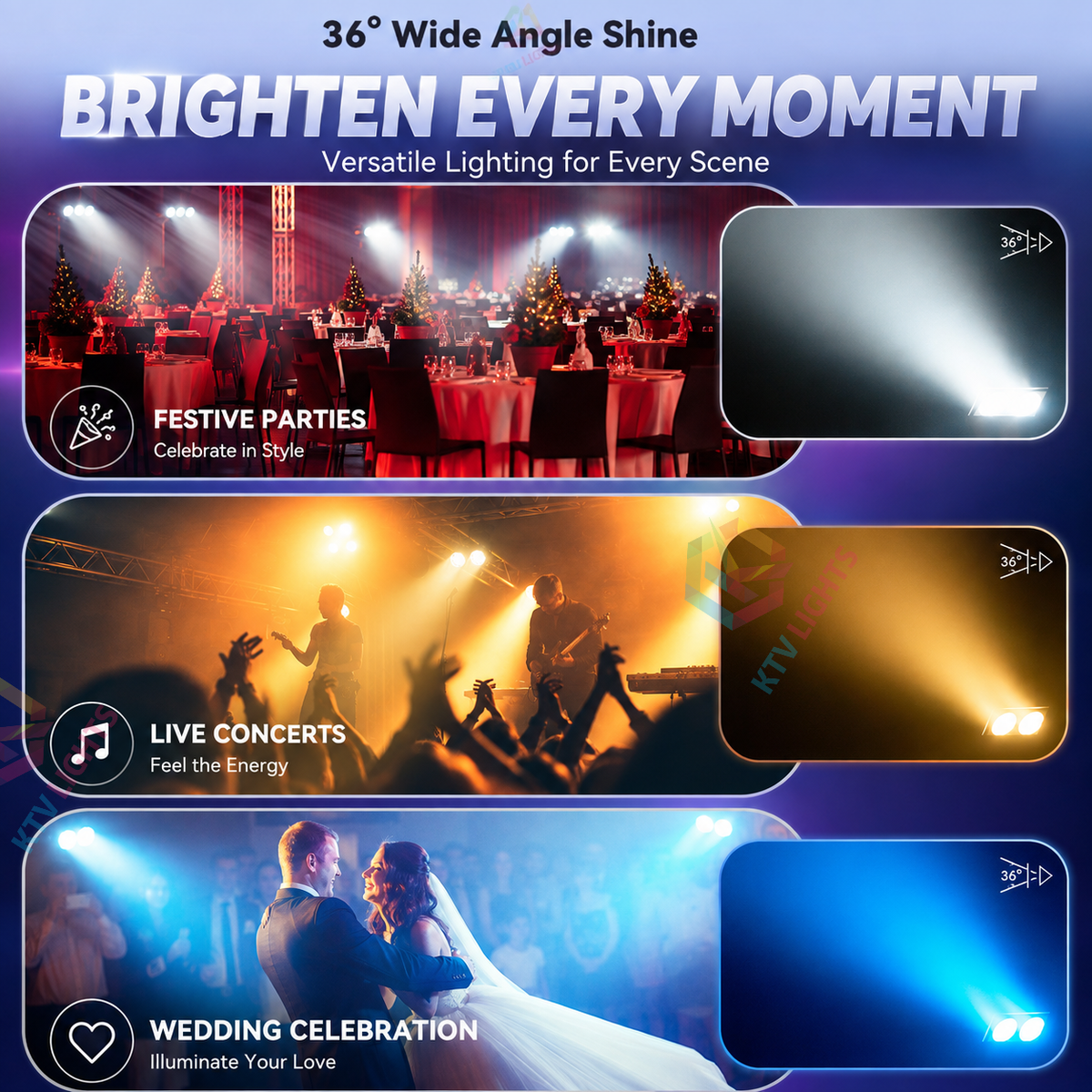 KTVLIGHTS 100W RGBW LED Stage Light-P34