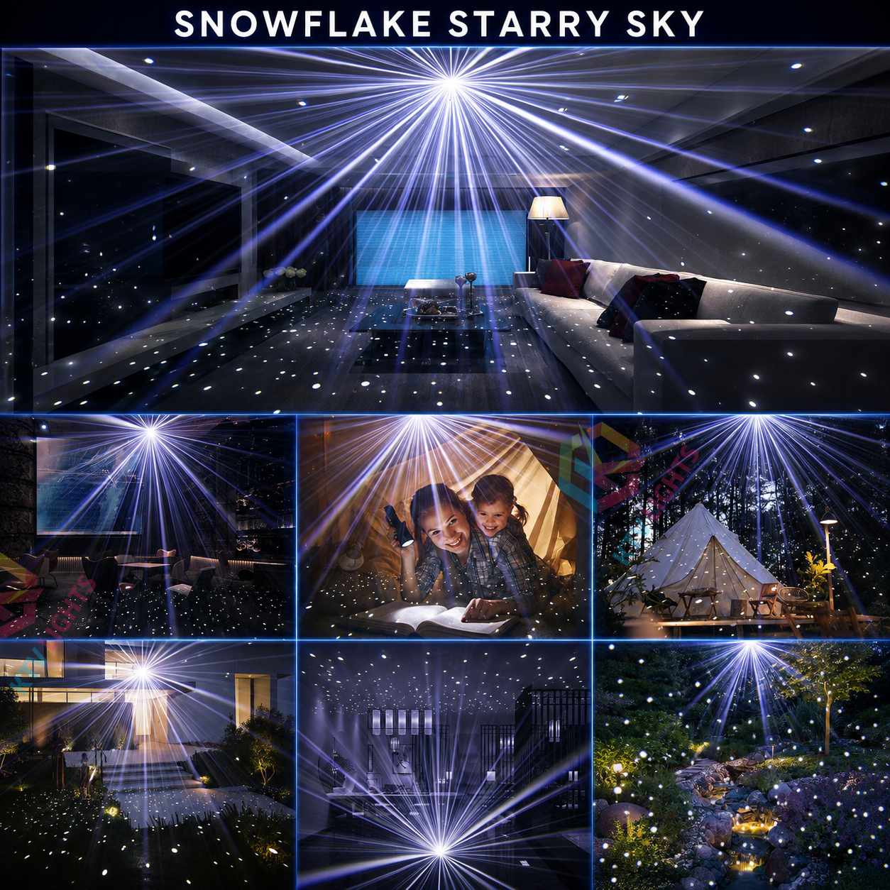 KTVLIGHTS Snowflake and Starry Sky Laser Light for Parties and Events-B34