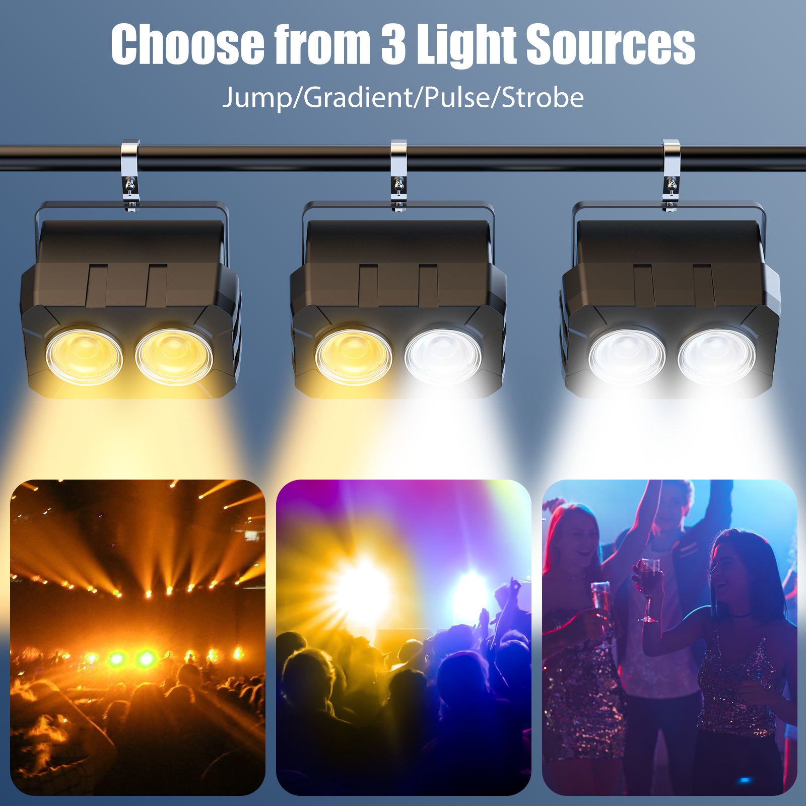 2x60W Cob 2-Eye Cool White + Warm White Par Light-P43
