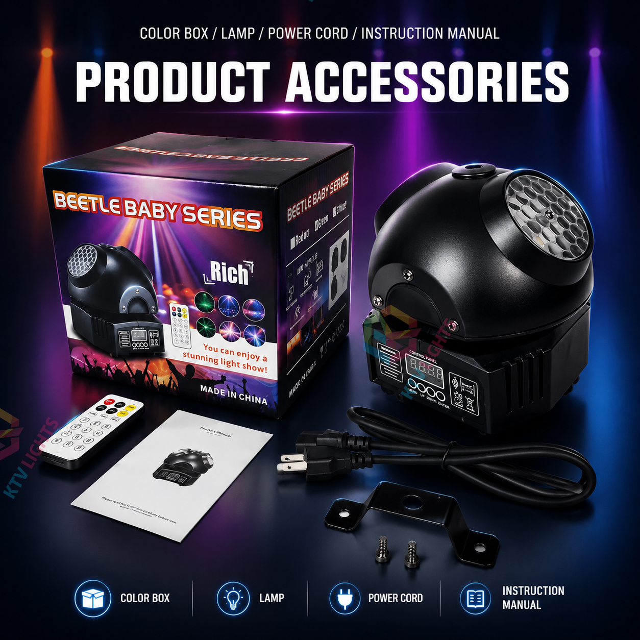 KTVLIGHTS LED Beetle Moving Head Light RGB DJ Stage Light-E5
