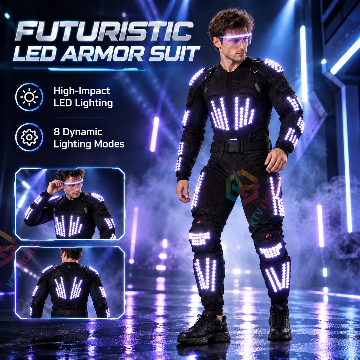 KTVLIGHTS LED Armor Costume for Rave, Cosplay & Stage-M61