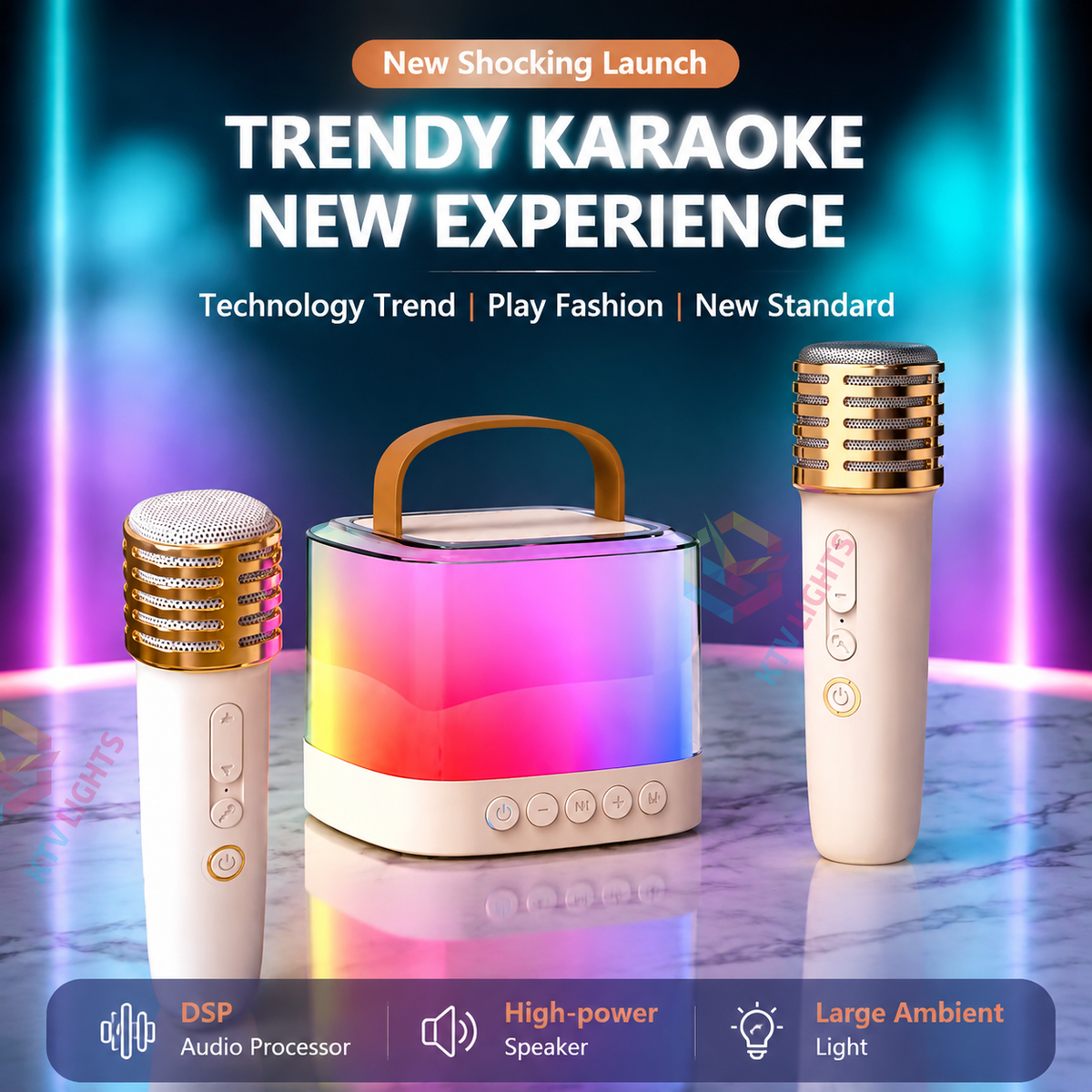 KTVLIGHTS Mini Bluetooth Portable Karaoke Machine-C6