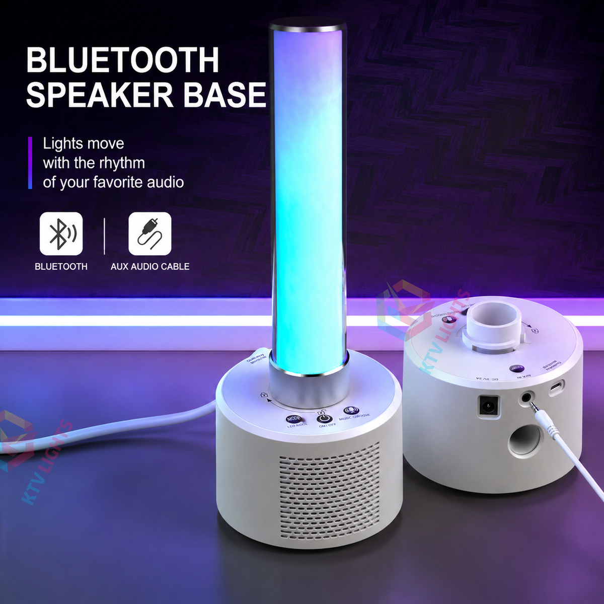 KTVLIGHTS 10W RGBW Bluetooth Stereo Speaker & Music Sync Mood Light