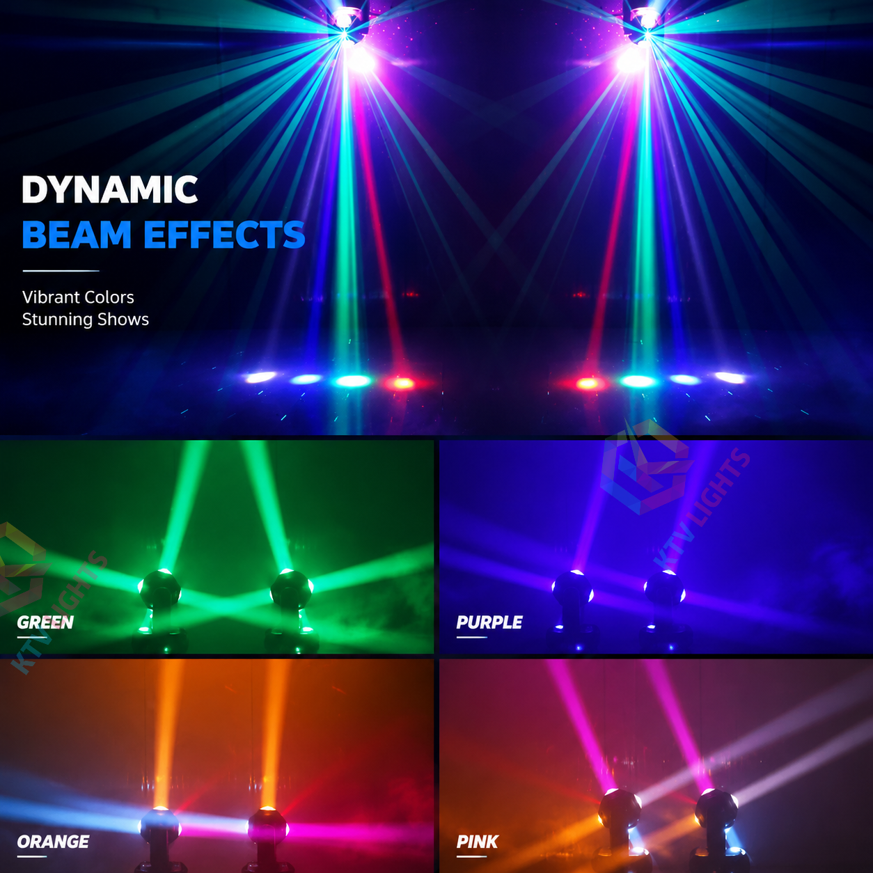 KTVLIGHTS 4-in-1 LED Moving Head Beam Light with Starry Effects -E1