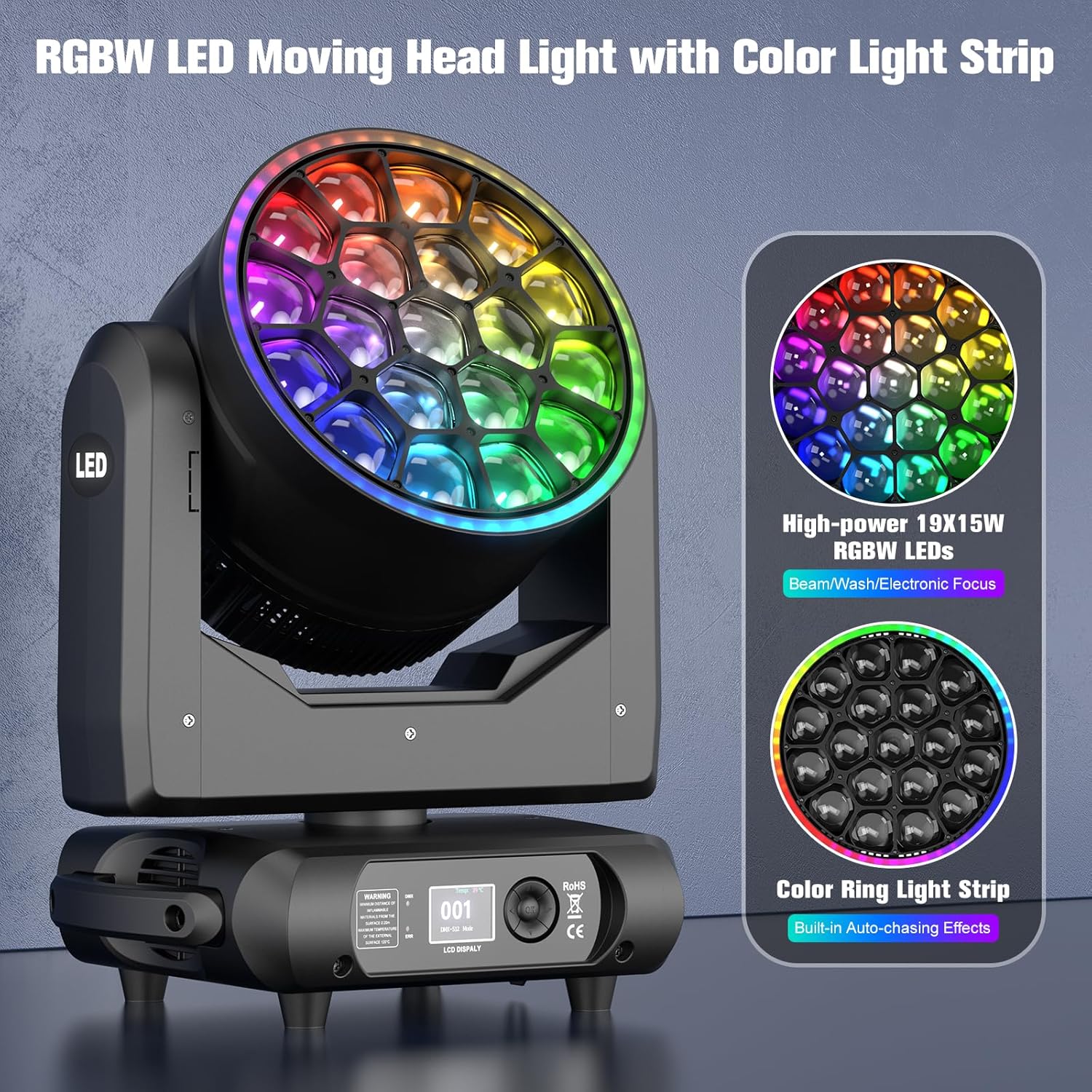 19x15W LED Wash Bee Eye Moving Head Light-E51