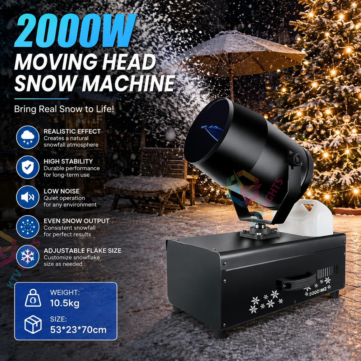 KTVLIGHTS 4000W Moving Head Snow Machine for Stage & Wedding-H8