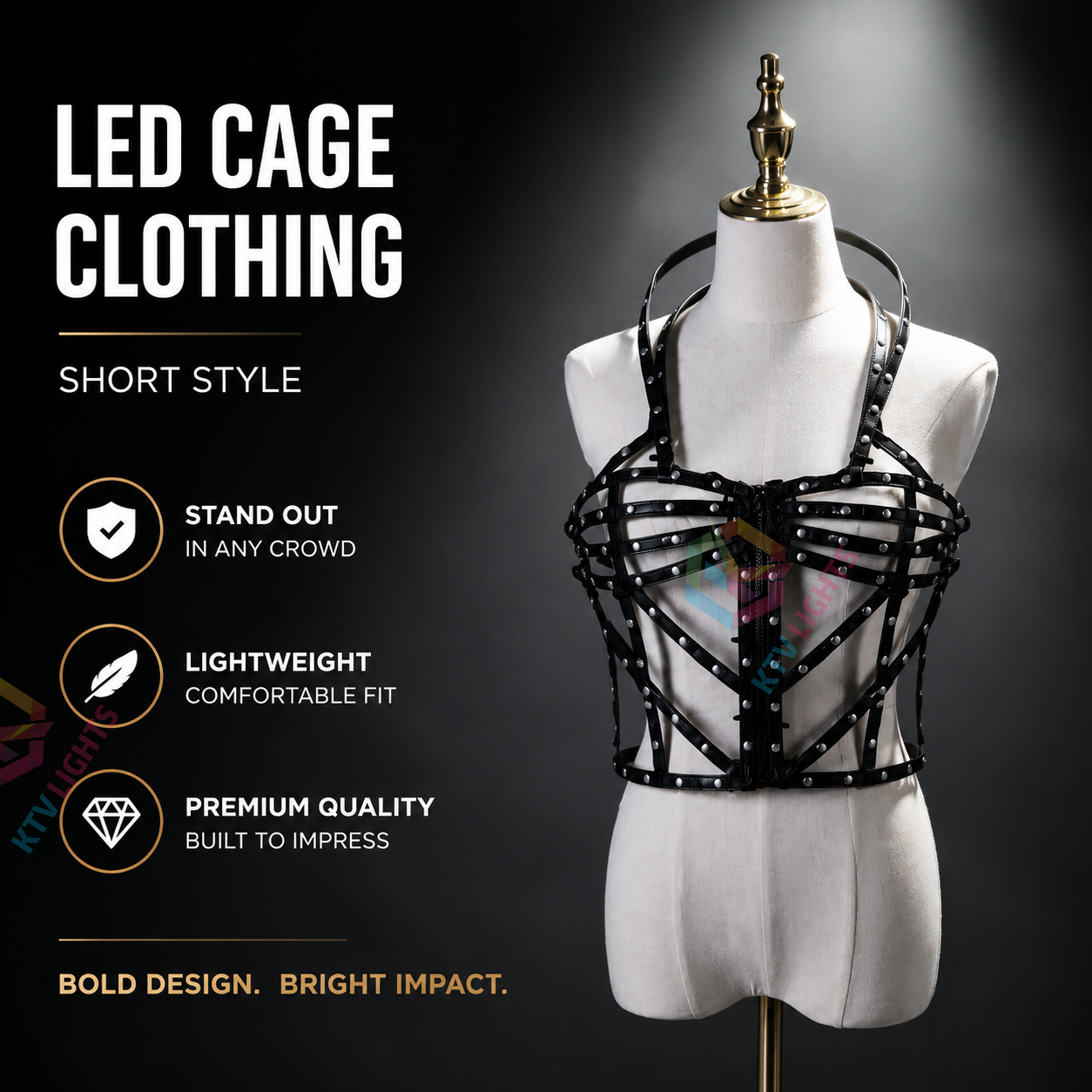KTVLIGHTS Full Color LED Cage Clothing for Rave & Festivals-M13