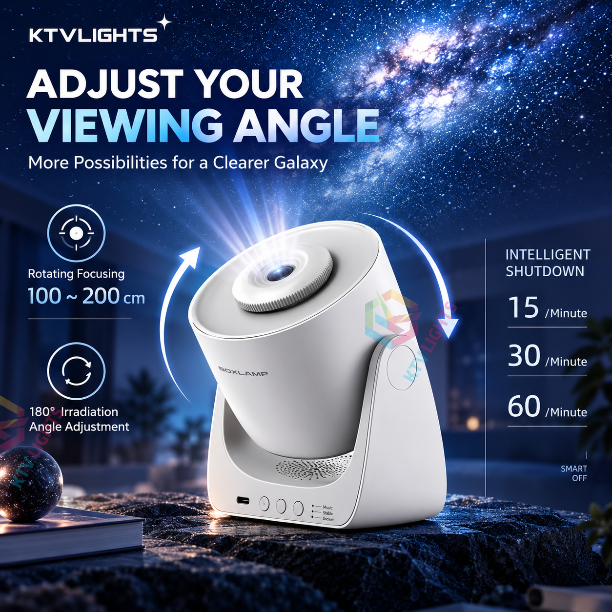 KTVLIGHTS Rechargeable Starry Sky Galaxy Projector for Bedroom-S58