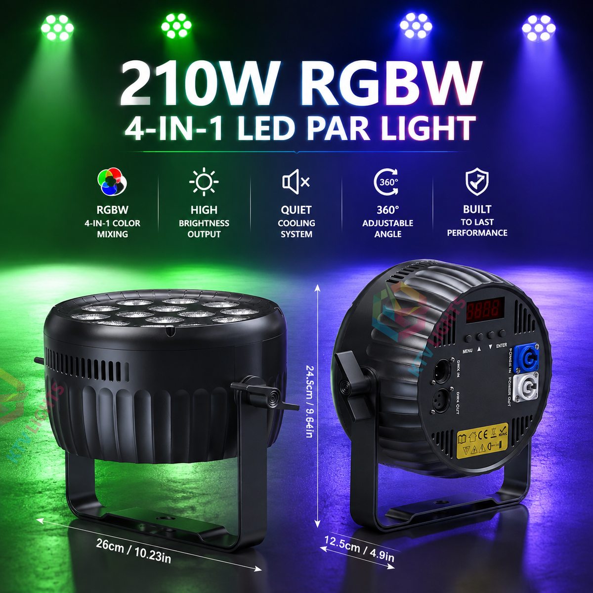 KTVLIGHTS 210W RGBW 4-in-1 LED Stage PAR Light-P26