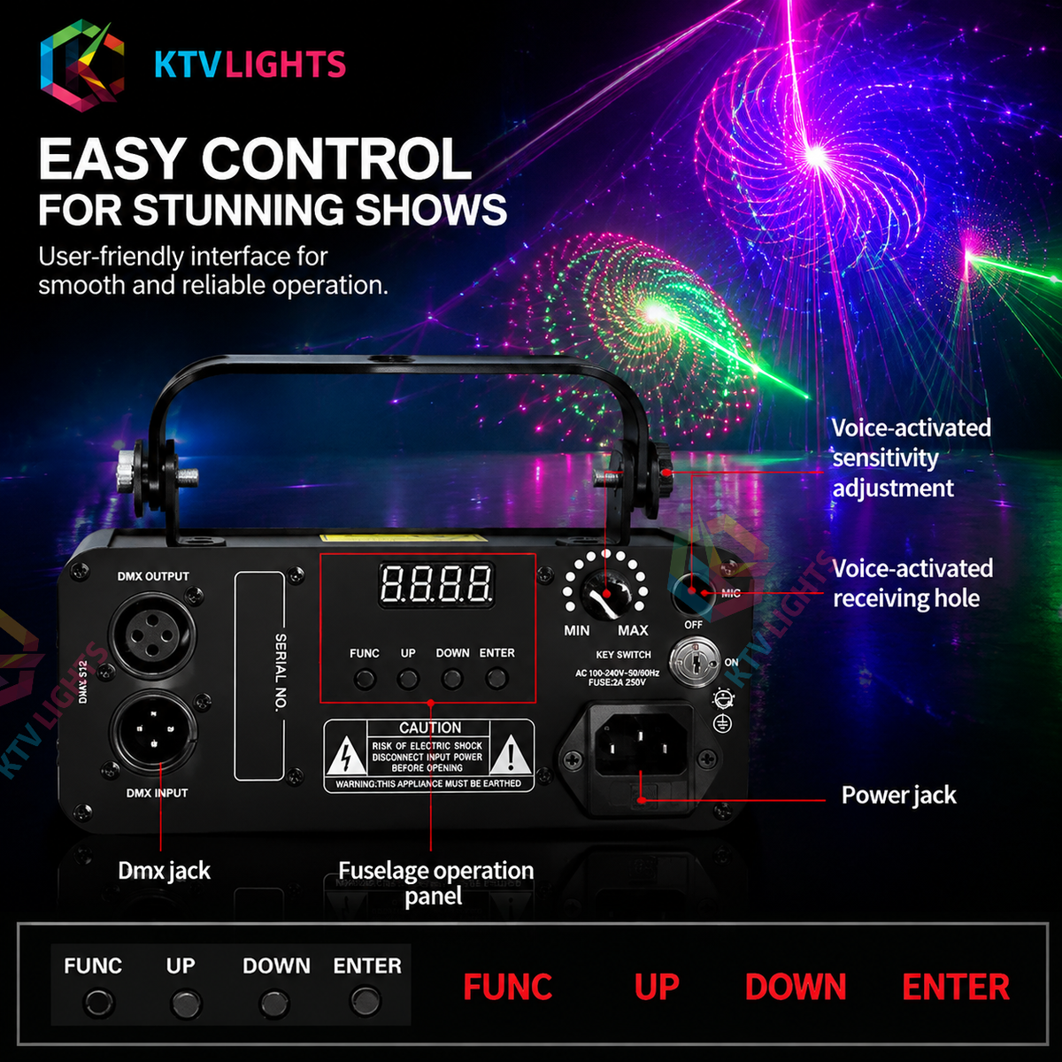 KTVLIGHTS Full-color line-scanning laser light suitable for DJ stage performances-B14