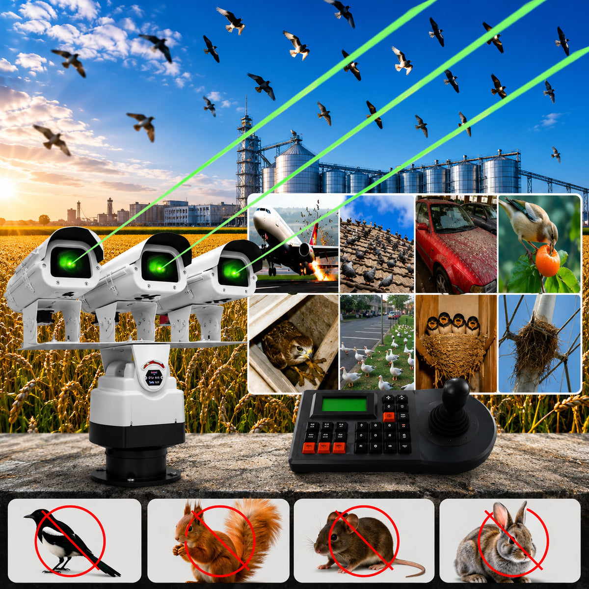 Three-headed bird and animal repelling laser light - B56
