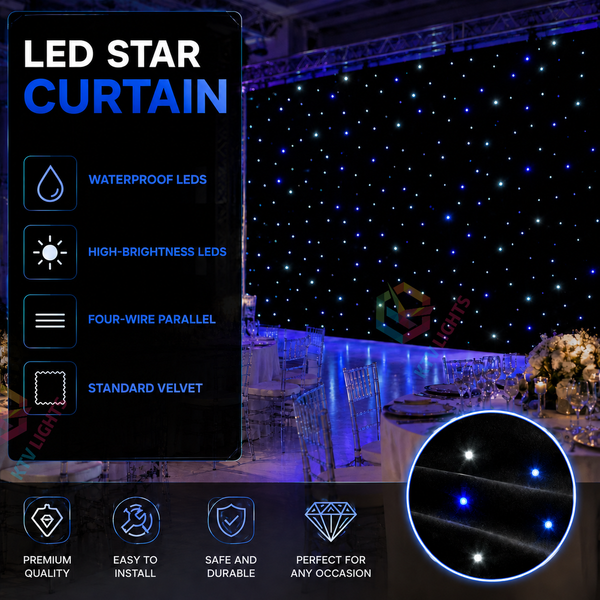 KTVLIGHTS LED Dynamic Starry Sky Screen, suitable for weddings and stage events-M68