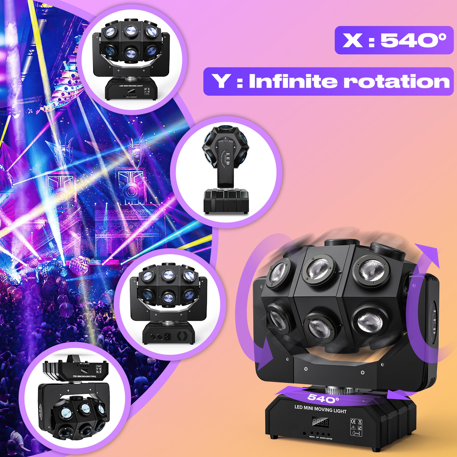 180W RGBW DMX512 Moving Head Beam Stage Light-E33