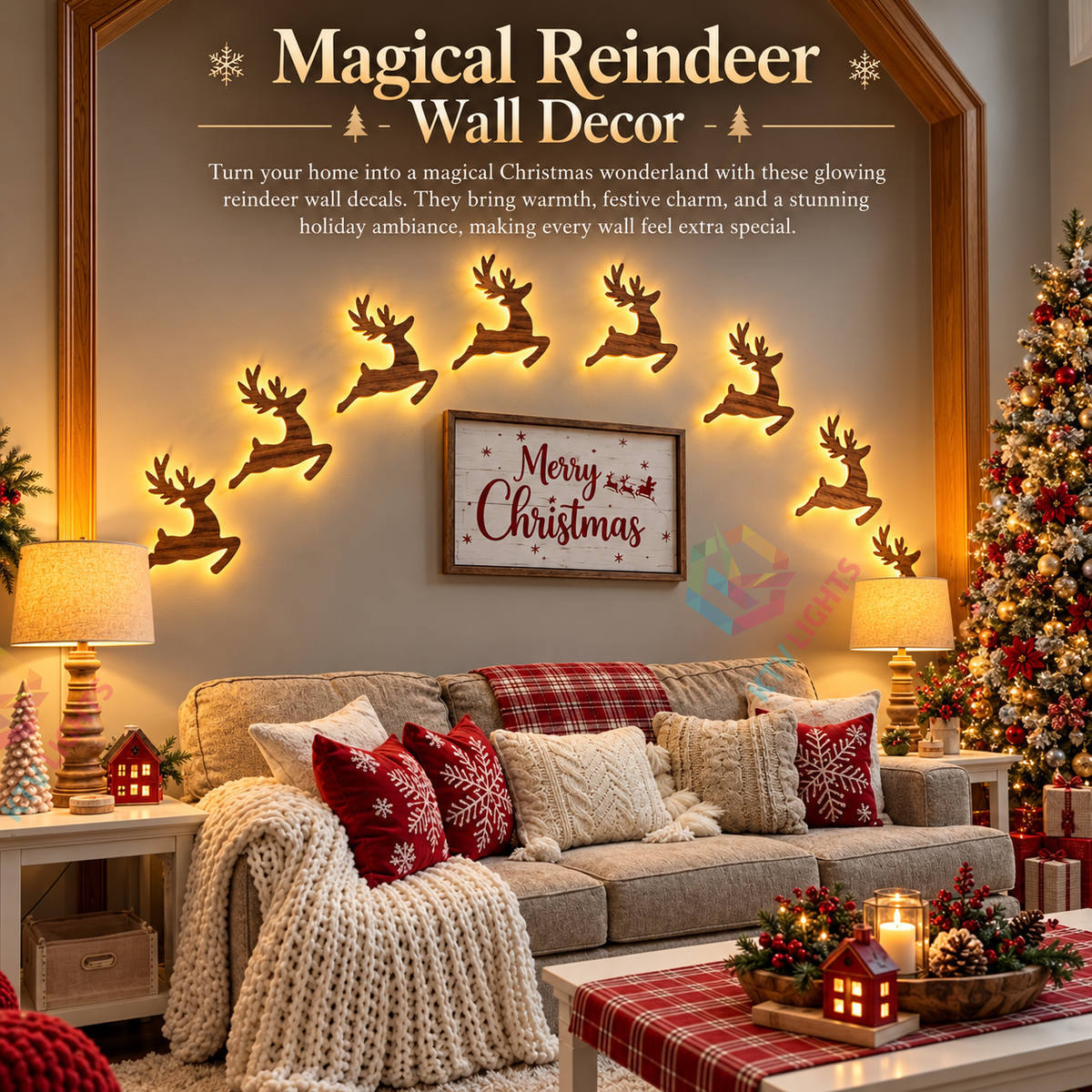 KTVLIGHTS Lighted Reindeer Christmas Wall Decor-M65