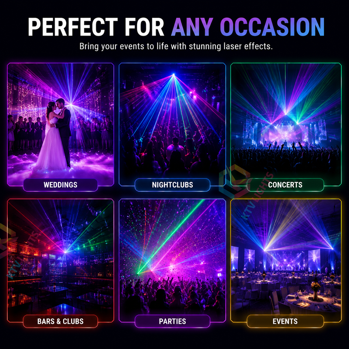 KTVLIGHTS 2W RGB ILDA Animation & Beam Scanning Stage Laser Light-A11