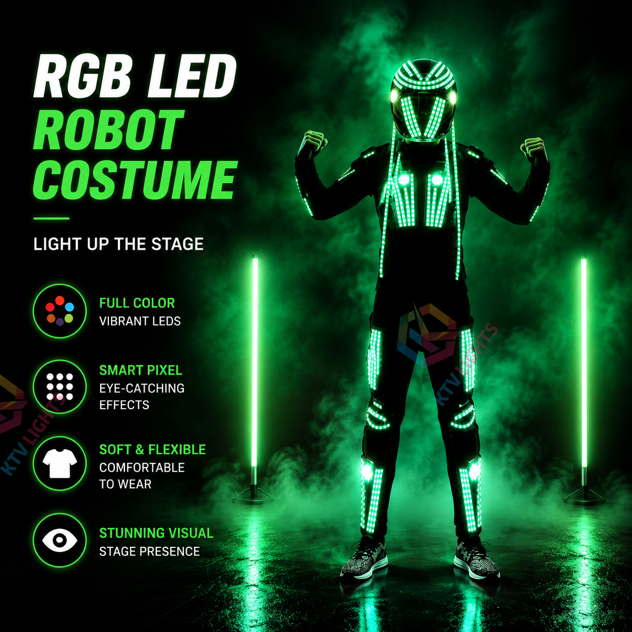 KTVLIGHTS RGB LED Robot Costume for Stage Performances and Parties-M25