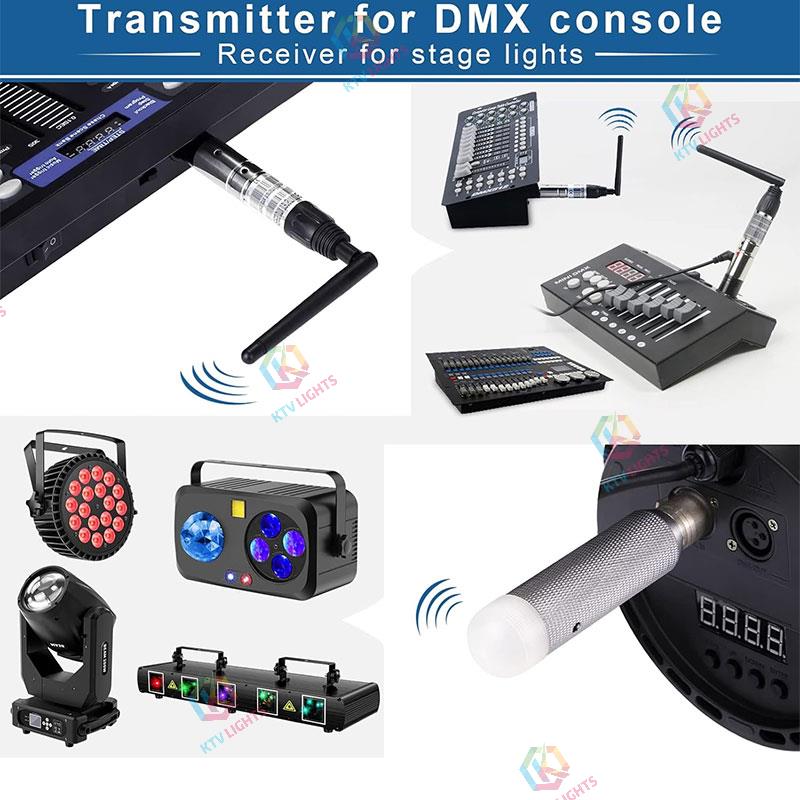 DMX Wireless 4Pcs, 3 Pcs Rechargeable Receivers and 1 Pcs 2.4G DMX 512 Transmitter