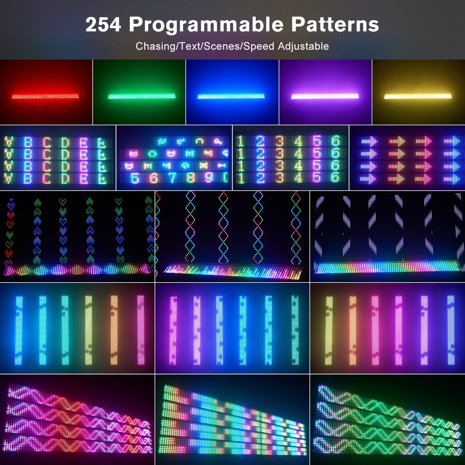 New 666 LED RGB pixel strip strobe light 254 dynamic chasing effect-X21