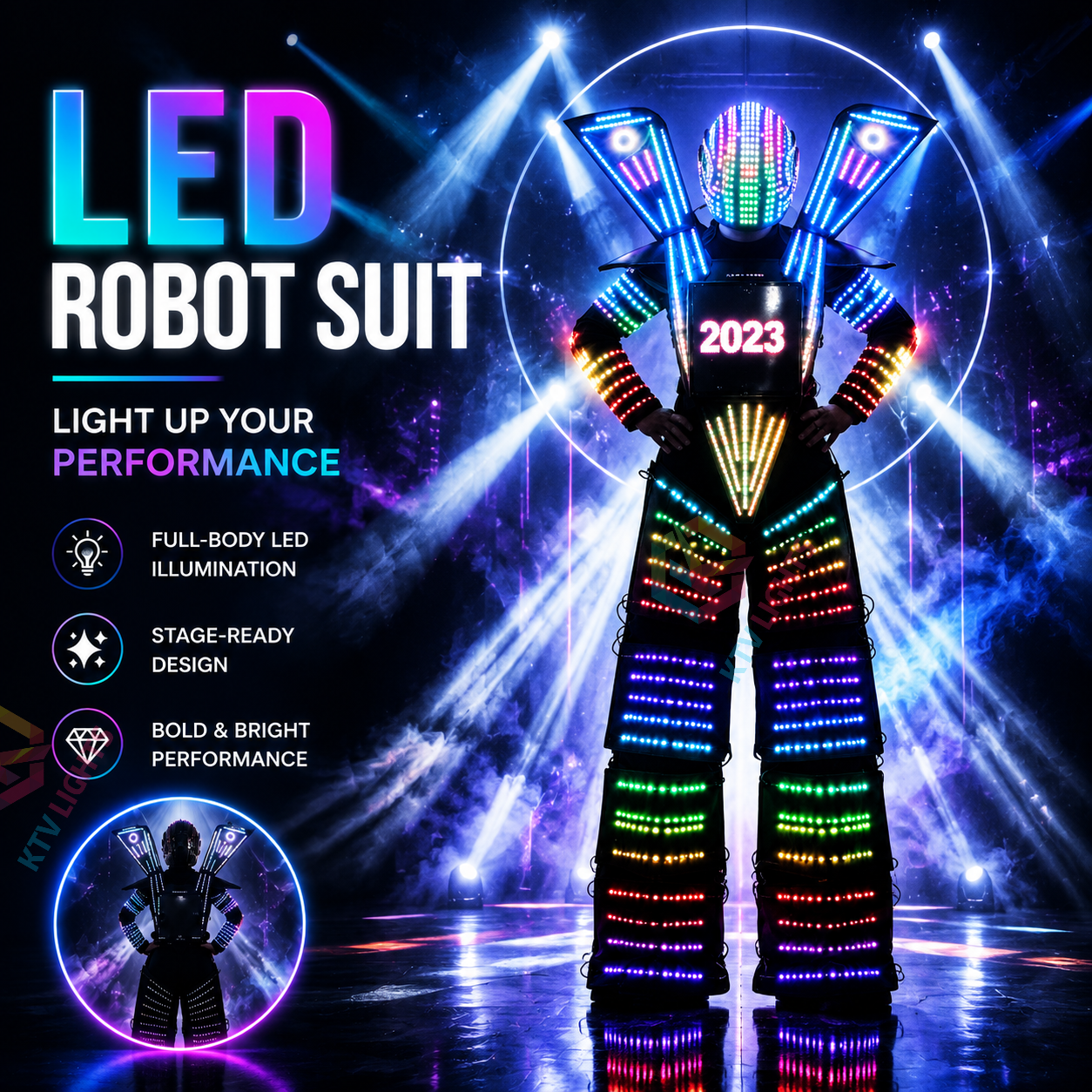 KTVLIGHTS Futuristic LED Robot Suit for Stage & Party Shows-M51