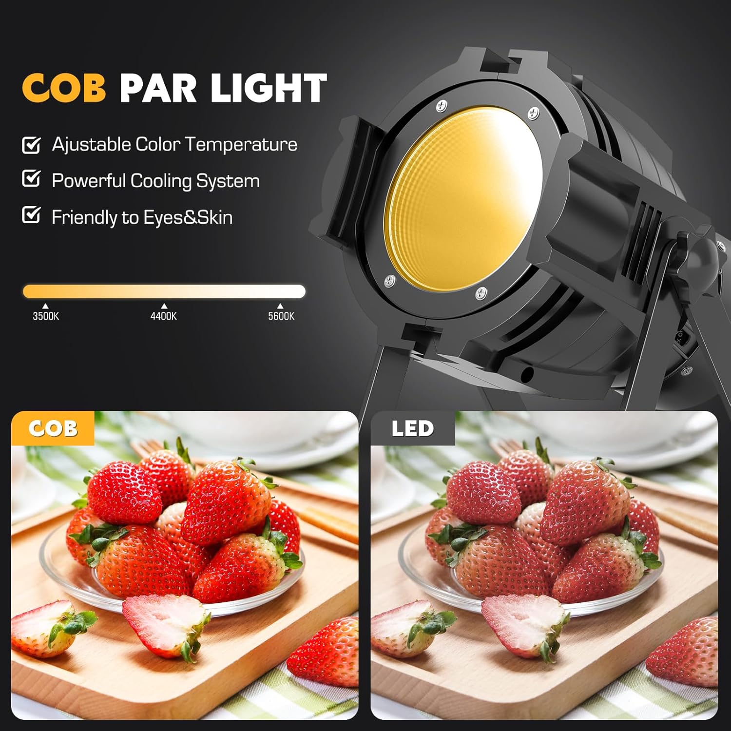 LED Round Cob Par Light 80W White + Warm White Live Broadcast Par Light-P39