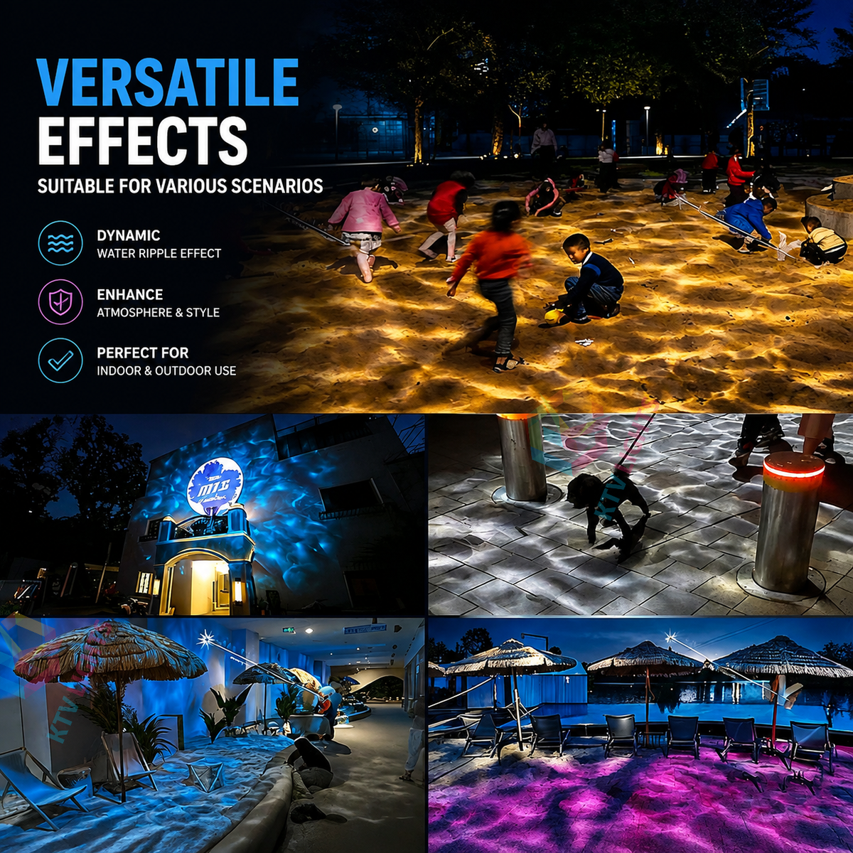 KTVLIGHTS 3W Full-Color IP65 Outdoor Water-Ripple DMX Laser Light-B50