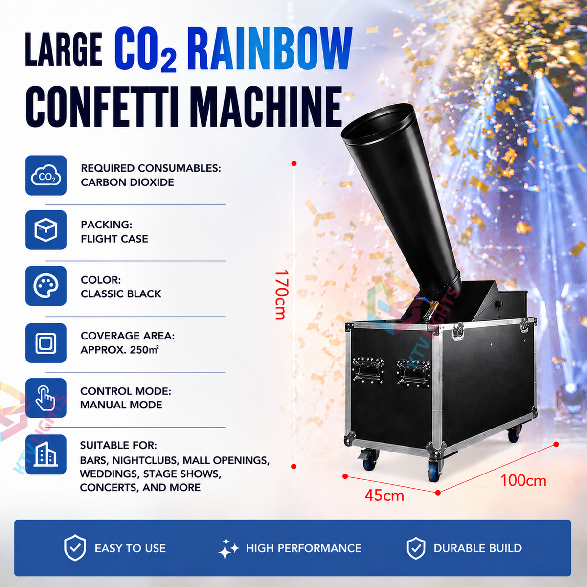 KTVLIGHTS Large CO2 Confetti Machine for Wedding Stage & Events-H10