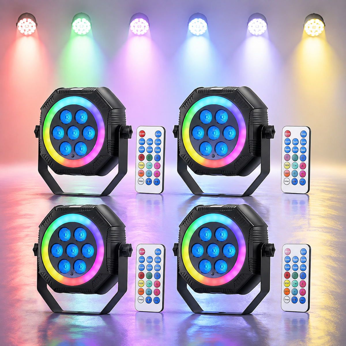 KTVLIGHTS 7-LED RGB Rechargeable PAR Stage Light-P48