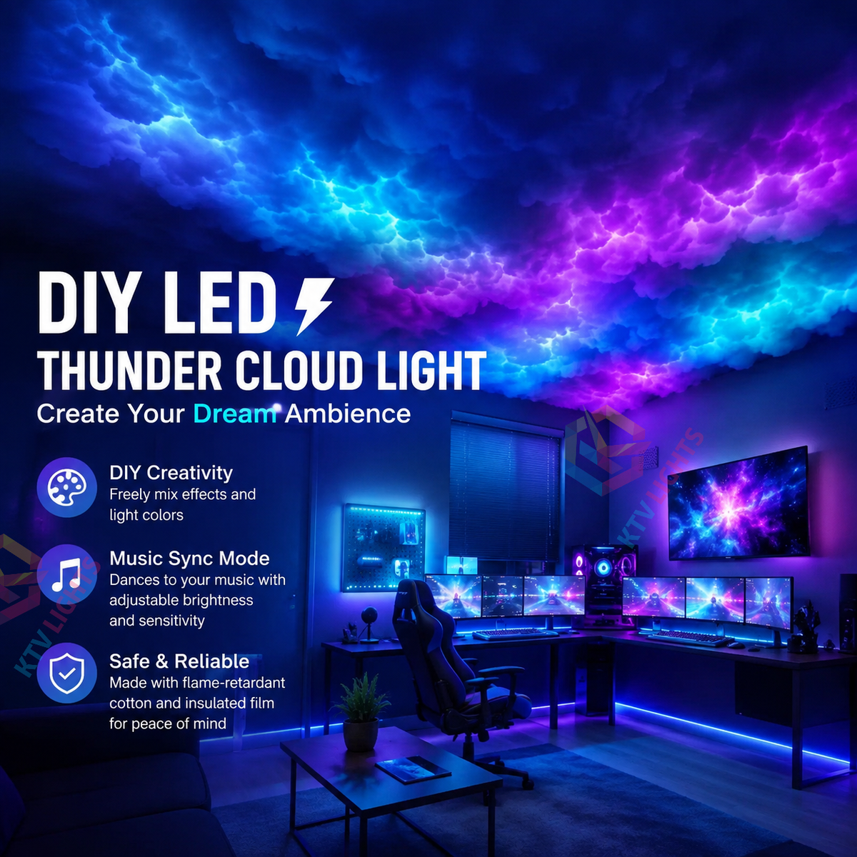 KTVLIGHTS DIY LED Thundercloud Lightning Decorative Light