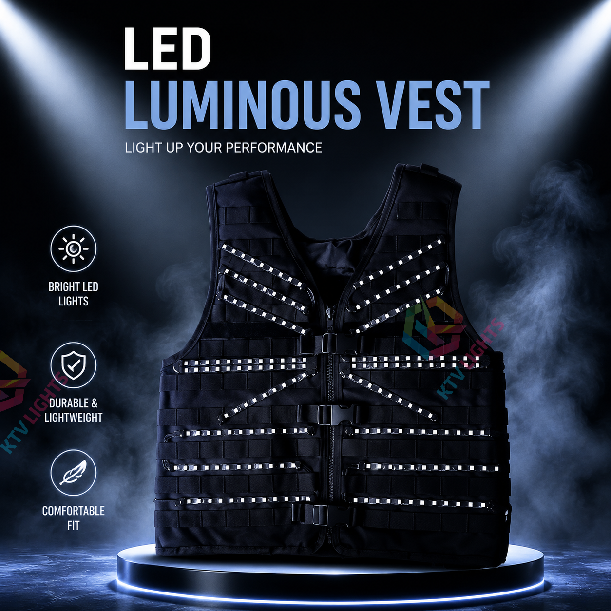 KTVLIGHTS Colorful LED Vest for Rave Parties & DJ Events-M42