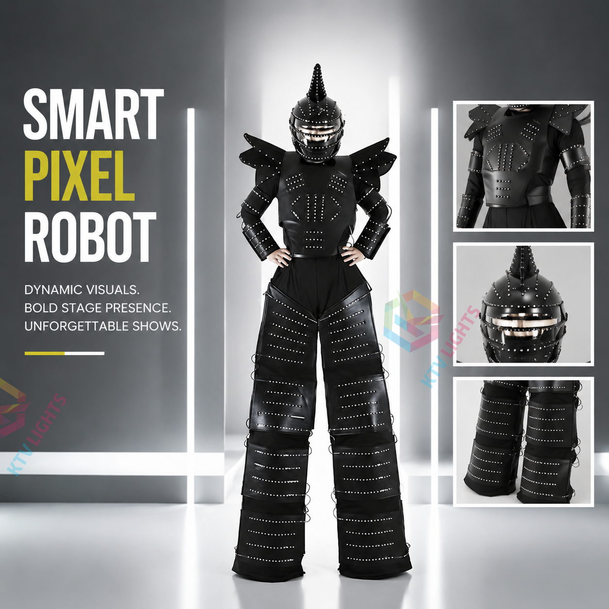 KTVLIGHTS Pixel LED Robot Costume for Rave Parties & Events-M48