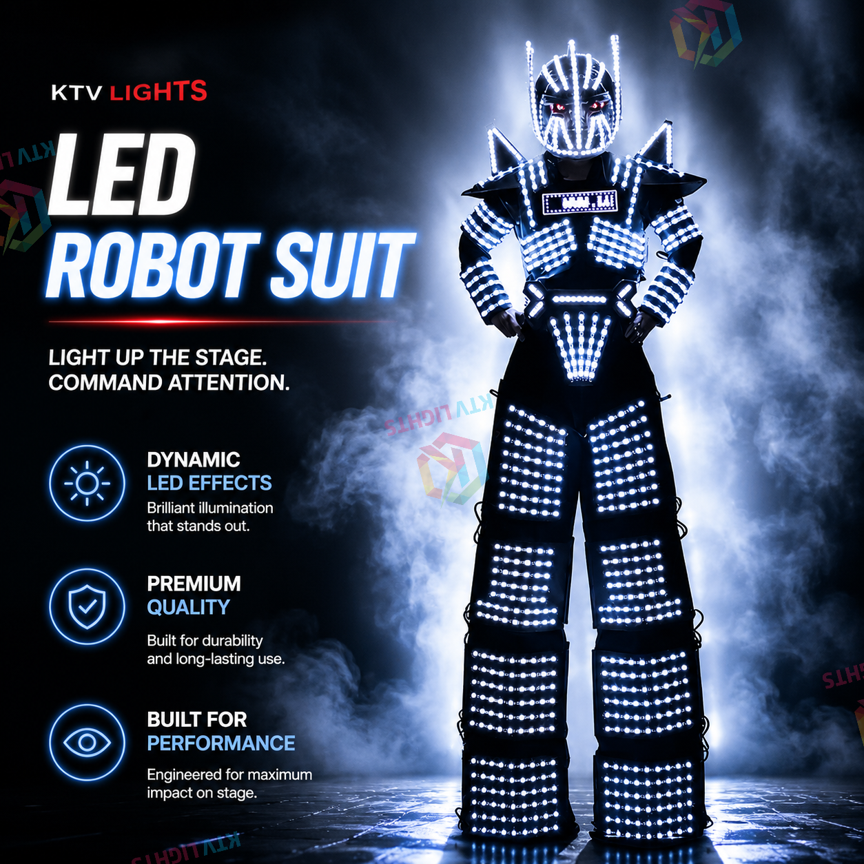 KTVLIGHTS LED Robot Suit for Stilt Walkers & Stage Shows-M50