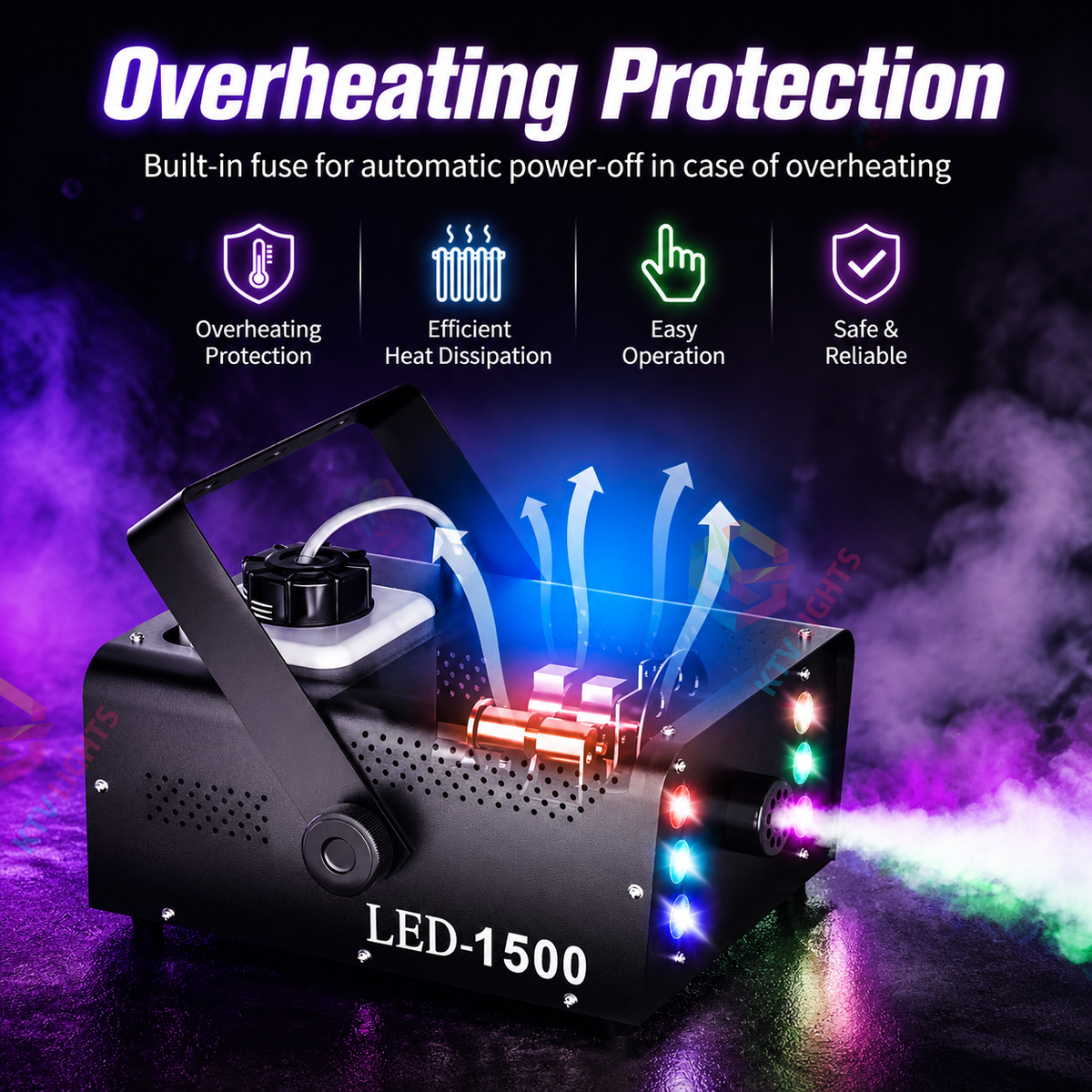 KTVLIGHTS 1500W Upgraded RGB 6LED Fog Machine - Y13