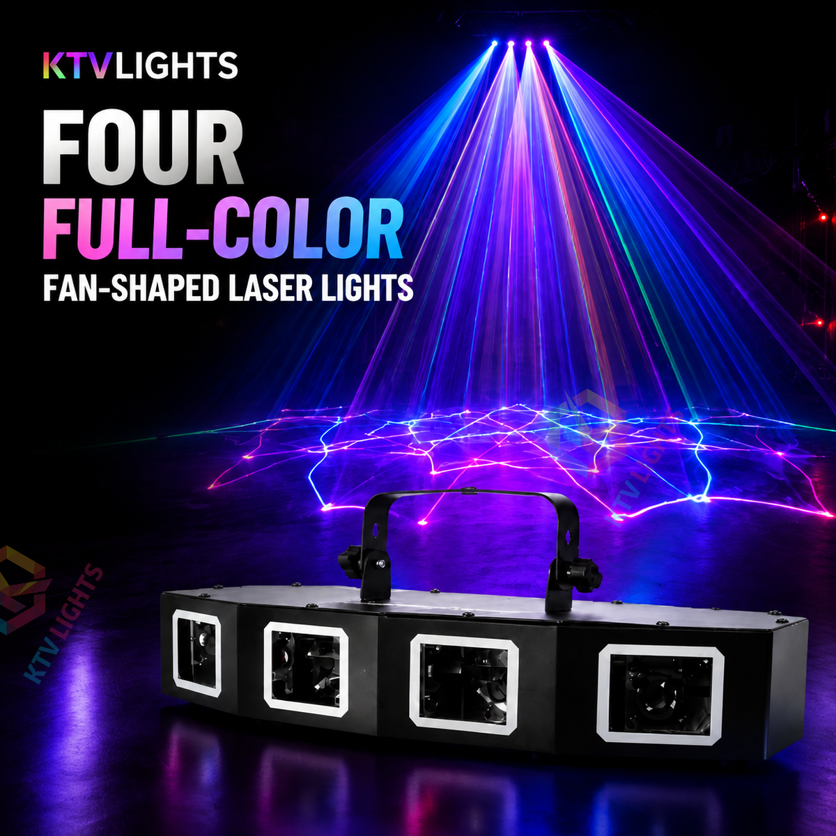 KTVLIGHTS 4-Aperture RGB Line-Scan DMX Laser Stage Light for DJ Clubs-B25