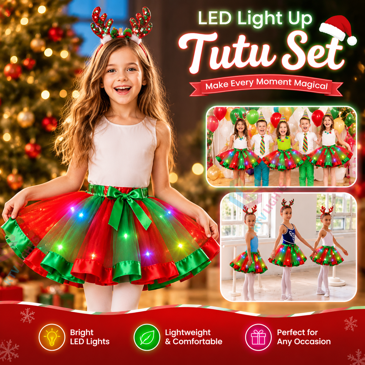 KTVLIGHTS Kids Pumpkin LED Tutu Skirt for Halloween Costume-M53
