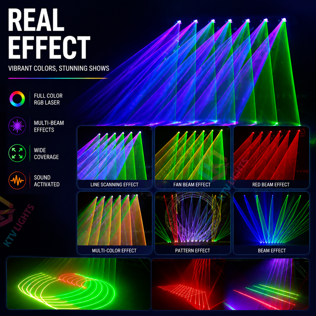 KTVLIGHTS 2026 Model 6-Eye Full-Color Scanning Laser Light for DJ Stages - B37