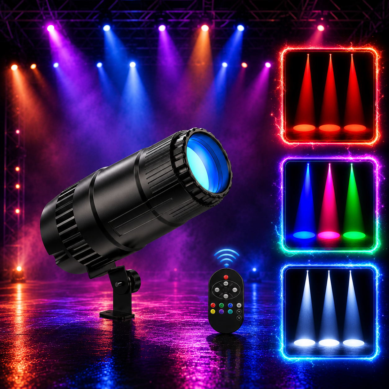 KTVLIGHTS 20W RGBW LED Spotlight for Stage & DJ Lighting-J4