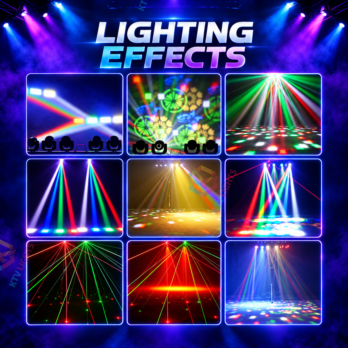 KTVLIGHTS 120W LED Laser Moving Head Light Bar with Stand-E108
