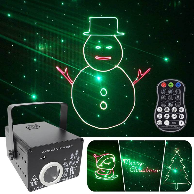 Luz láser de animación navideña 9 en 1, control por voz/con control remoto/luz de escenario DMX512-A15