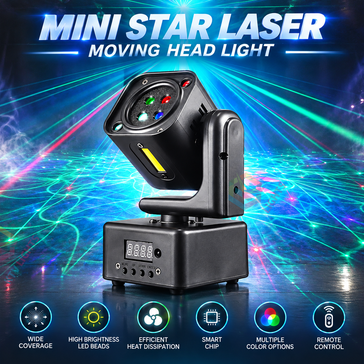 KTVLIGHTS Mini Moving Head Star Laser DJ Party Stage Light-B60